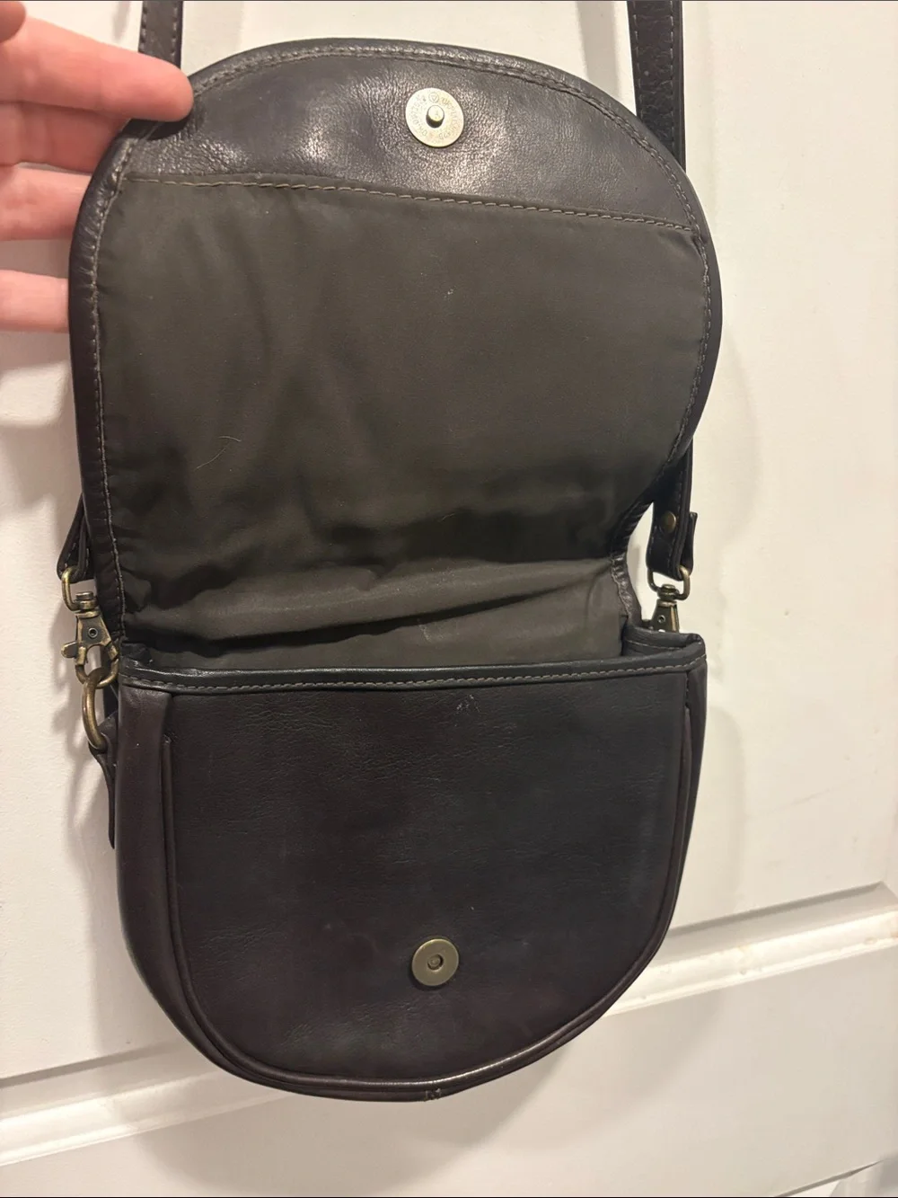 Cowhide and leather Saddle Bag crossbody